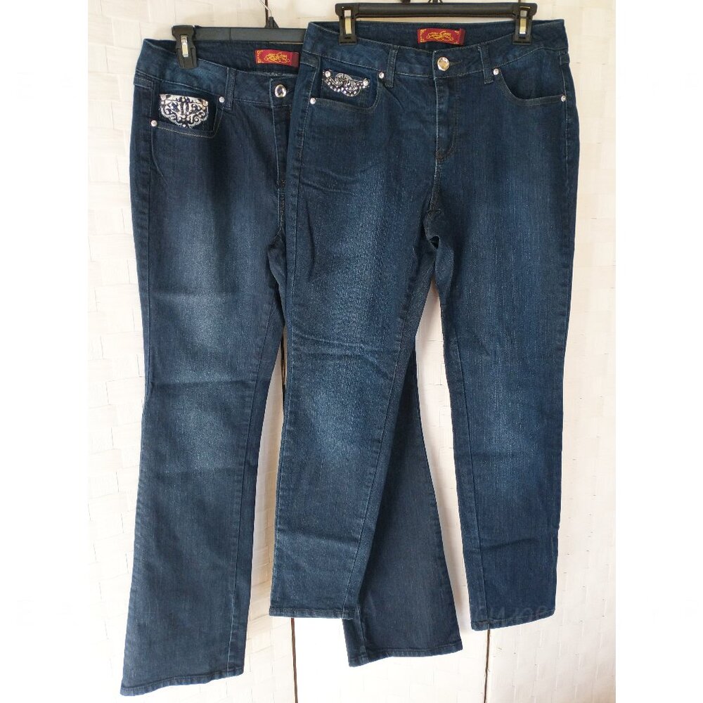 One 5 One Jeans Set Size 8 Bootcut & Tapered Dark Wash Mid Rise Coastal Cowgirl